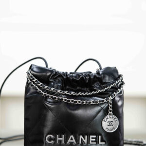 bag0540 Chanel 22 Bag Black Silver Hardware