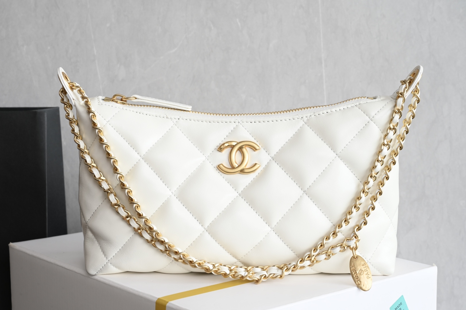 bag0567 Chanel Hobo White Gold Hardware