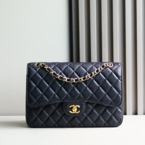 bag0607 Chanel Classic Flap Hobo Black Gold Hardware