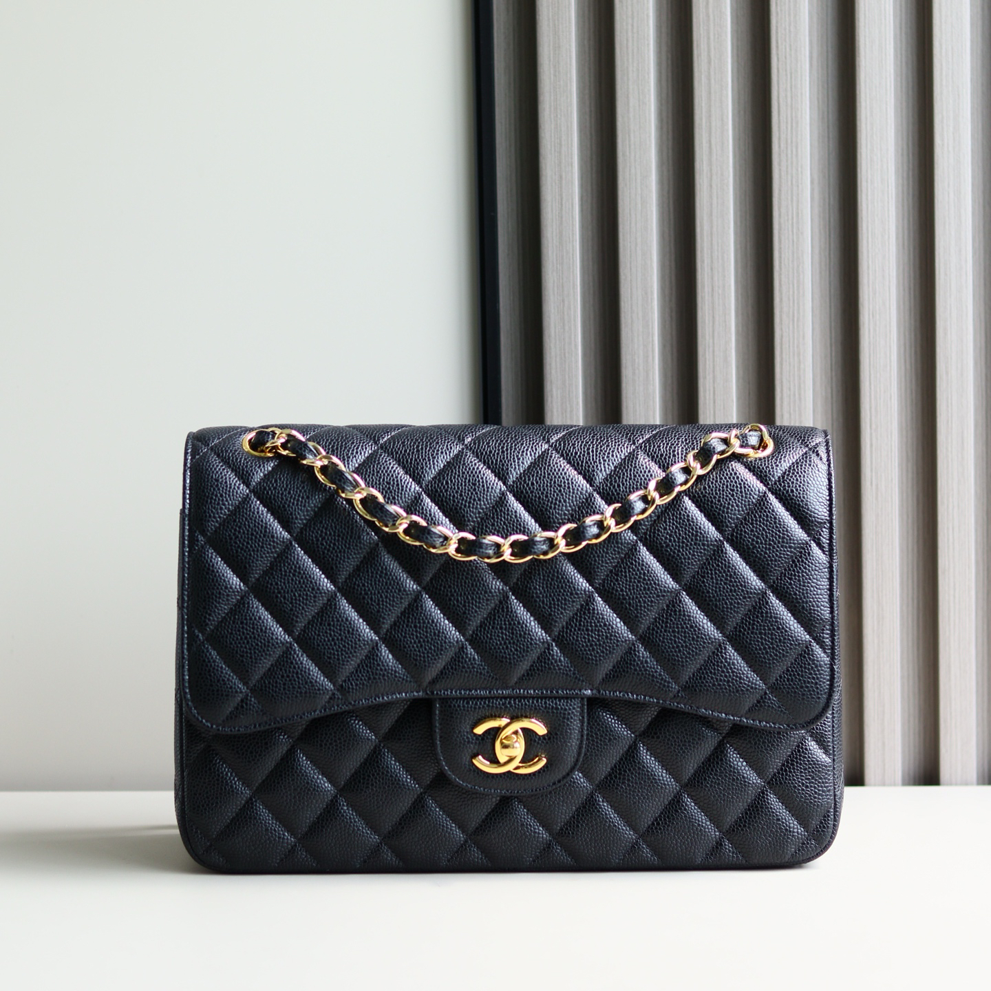 bag0607 Chanel Classic Flap Hobo Black Gold Hardware