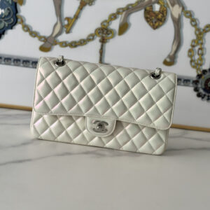 bag0612 Chanel Bag White Silver Hardware