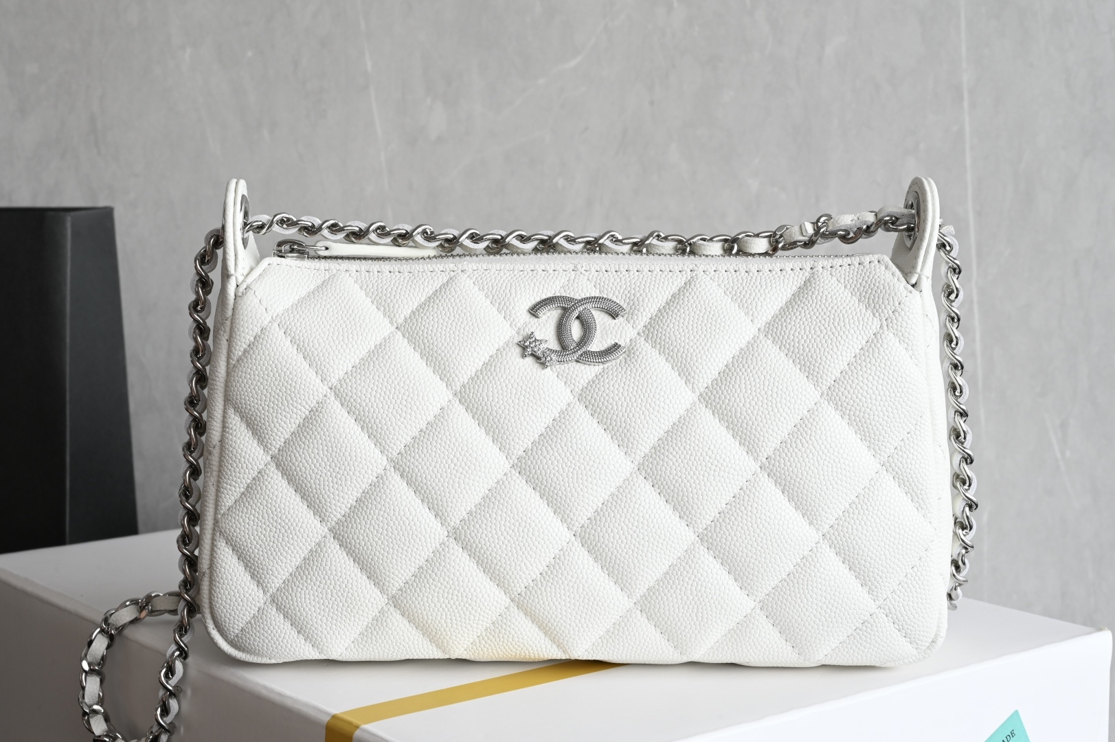 bag0613 Chanel Bag White Silver Hardware