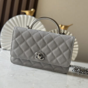 bag0672 Chanel Top Handle Gray Silver Hardware