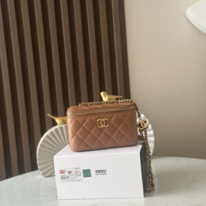 bag0682 Chanel Vanity Apricot Gold Hardware