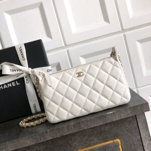 bag0739 Chanel Hobo White Silver Hardware