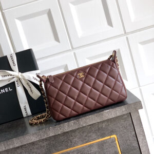 bag0740 Chanel Hobo Brown Silver Hardware