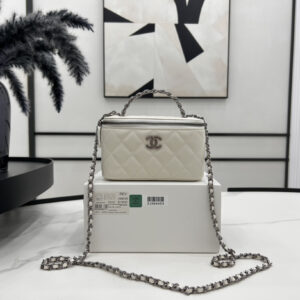 bag0749 Chanel Top Handle Large Black Silver Hardware