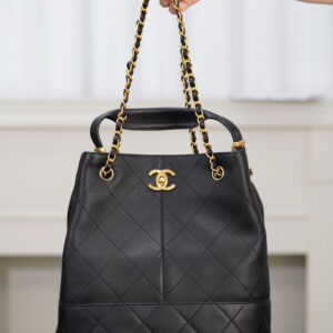 bag0758 Chanel Bucket Black Gold Hardware
