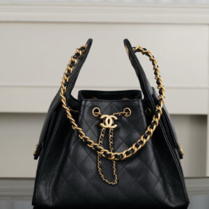 bag0801 Chanel Hobo Small Black Gold Hardware