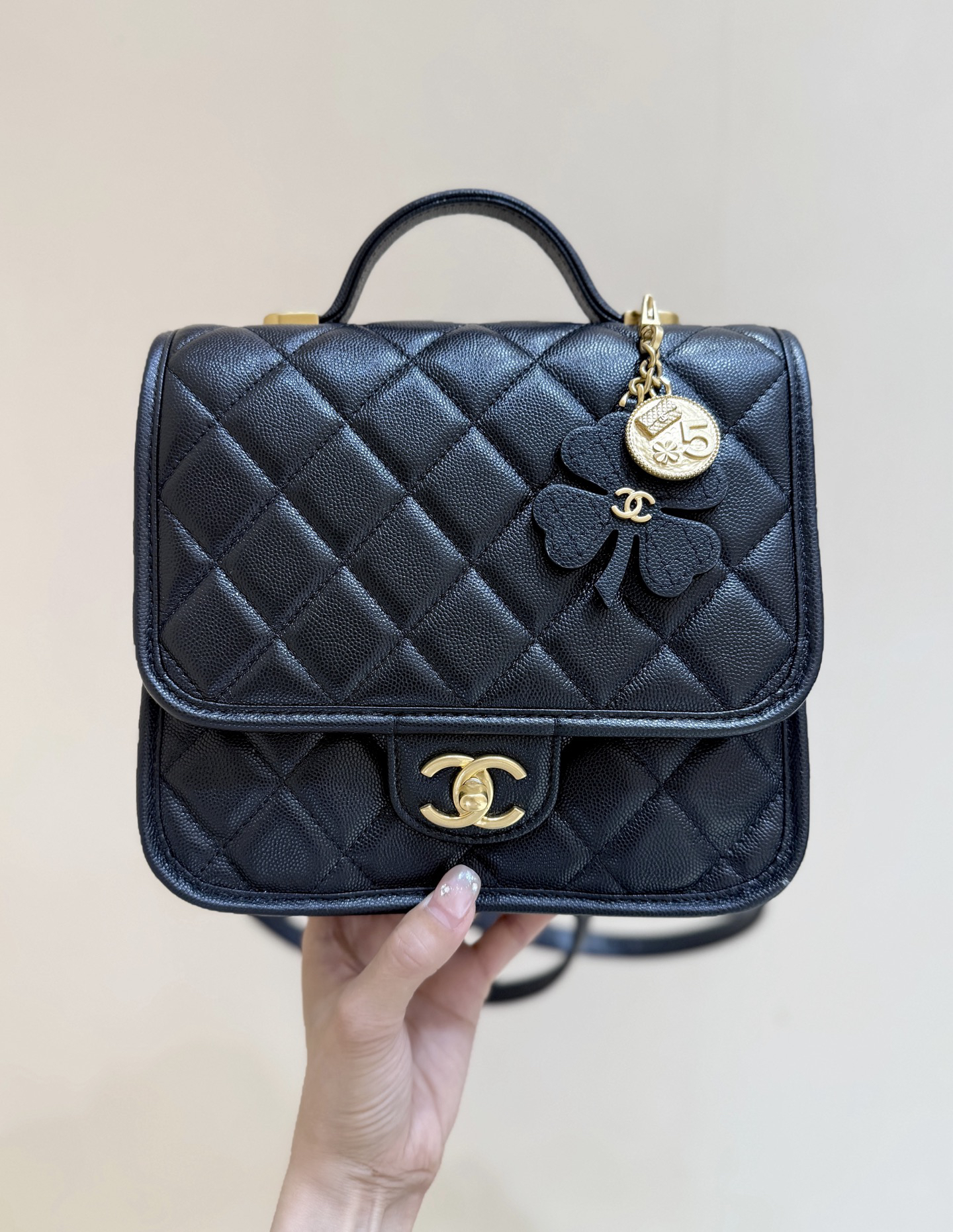 bag0845 Chanel Backpack Black Gold Hardware