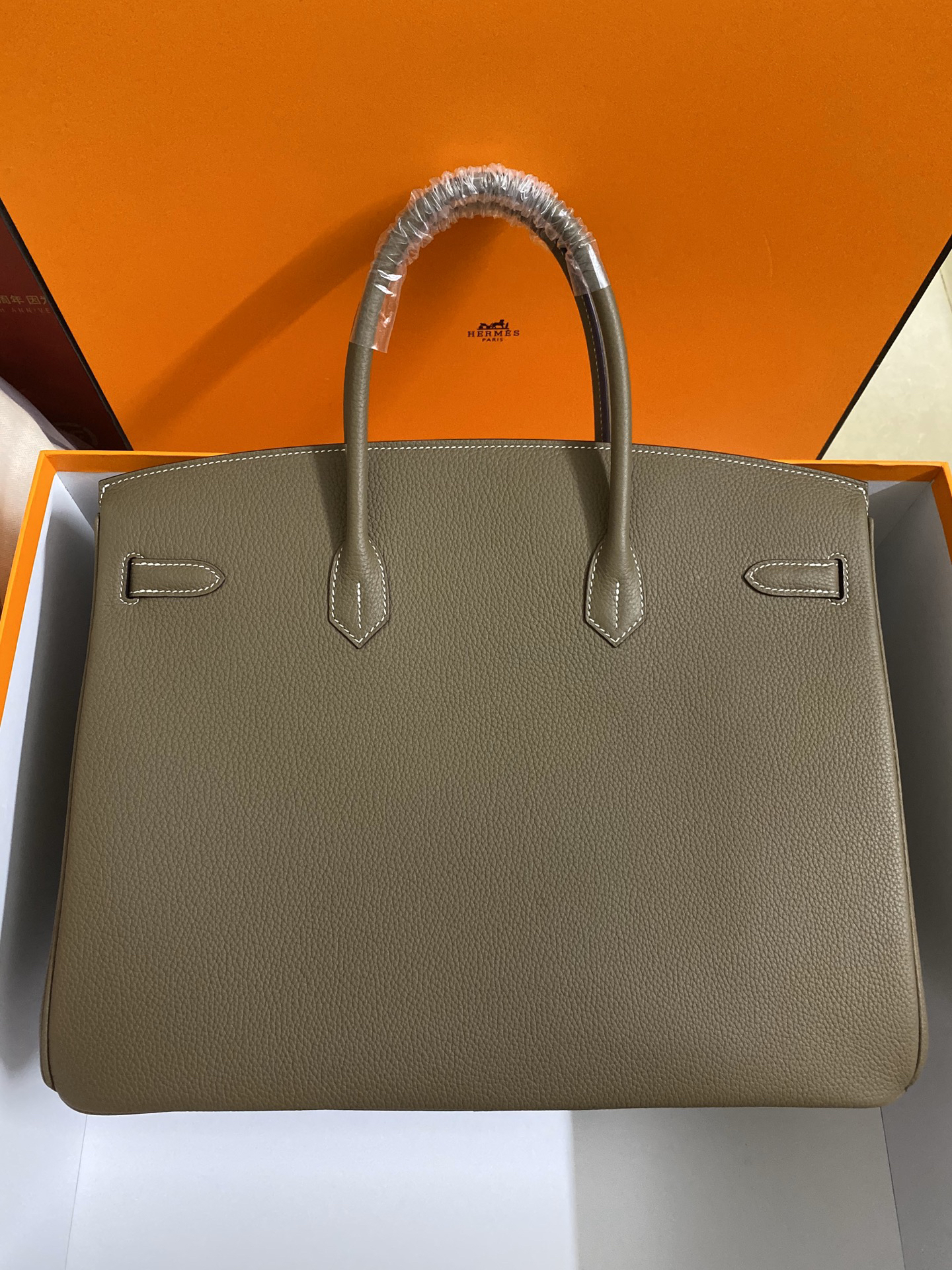 hm0548 Hermes Birkin Top Handle Bag Etoupe Gray Gray Silver Hardware - Image 2