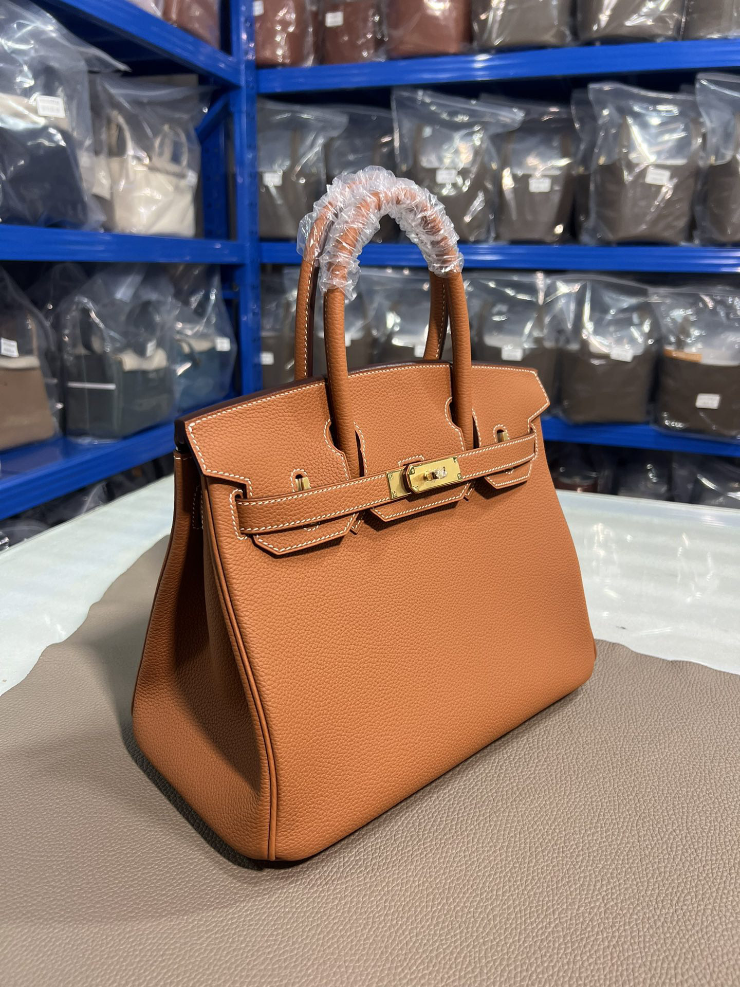 hm0617 Hermes Birkin Top Handle Bag Gold Brown Gold Brown Brown Gold Hardware - Image 2