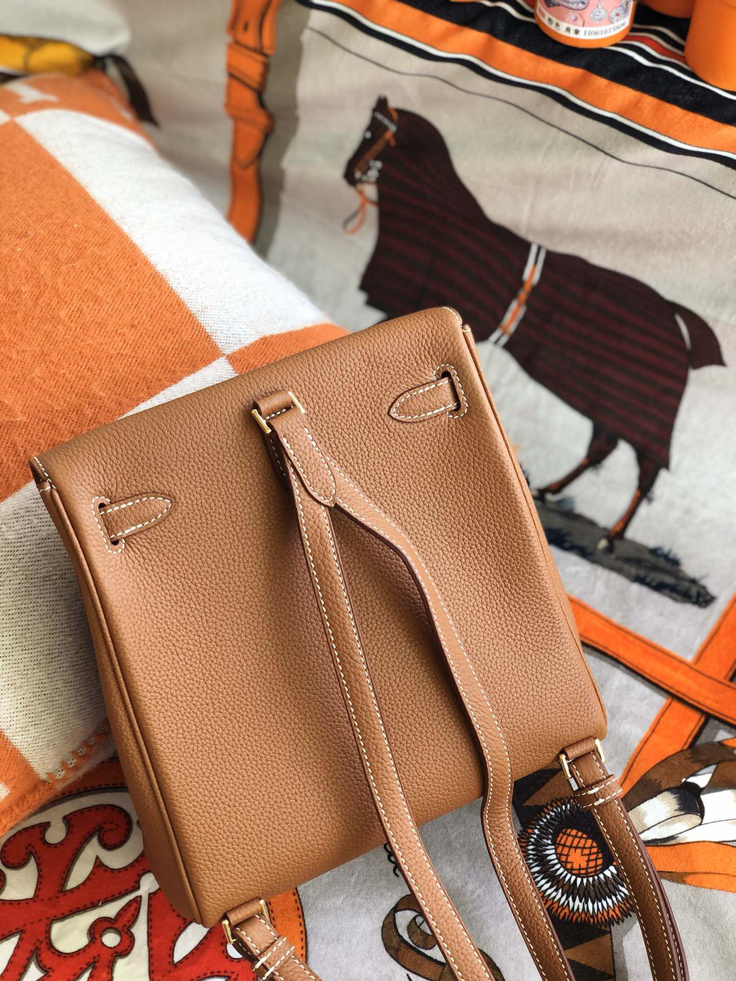 hm0904 Hermes Kelly Top Handle Bag Gold Brown Gold Brown Brown Silver Hardware - Image 2