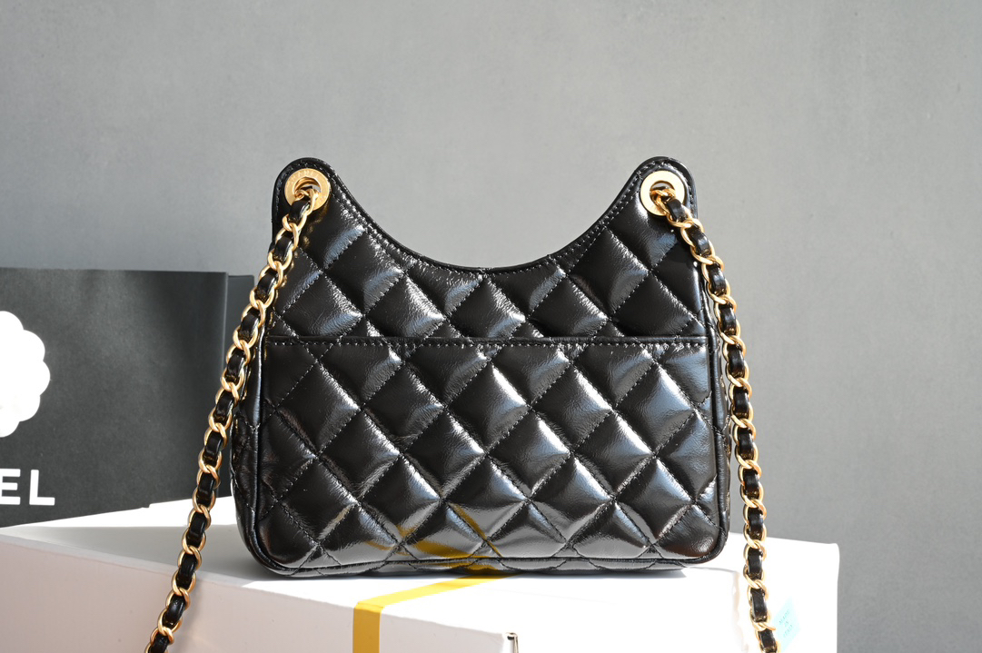 bag0074 Chanel Hobo Small Black Gold Hardware - Image 2