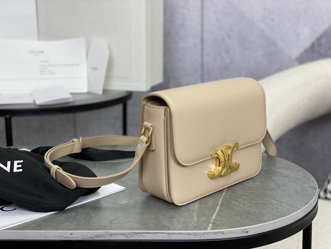 cel0265 Celine Triomphe Box Beige Gold Hardware - Image 2