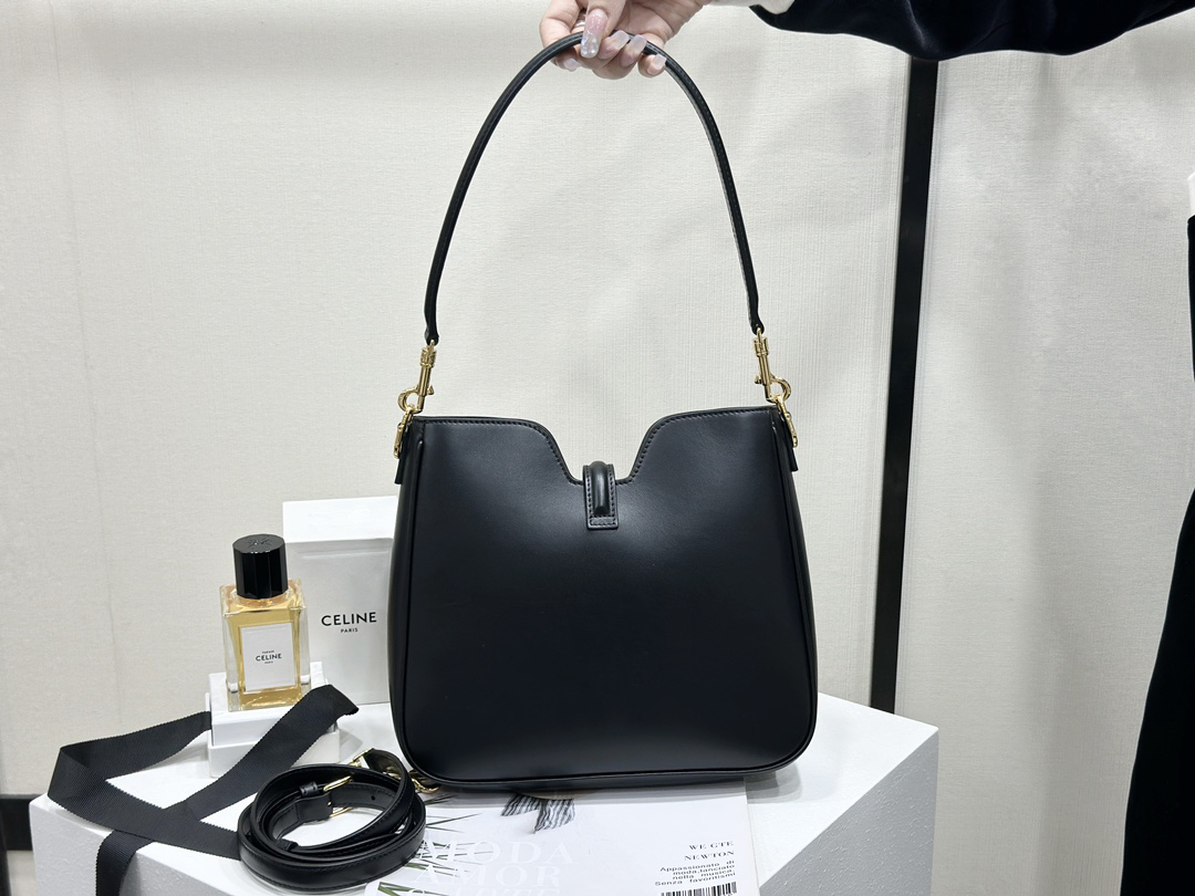 cel0290 Celine Camille Black Gold Hardware Top Handle Bag - Image 2