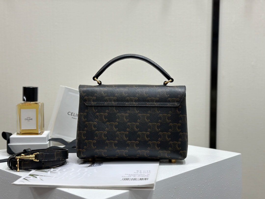 cel0350 Celine Triomphe Nino Brown Top Handle Bag - Image 2