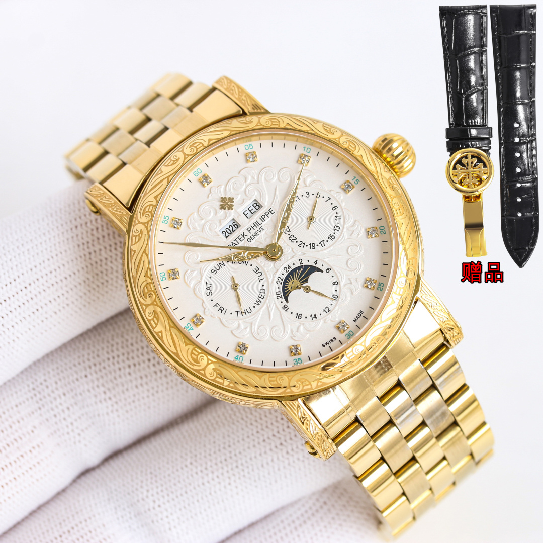 Patek Philippe Watch 42mm White / Gold - watch0277 - Image 2