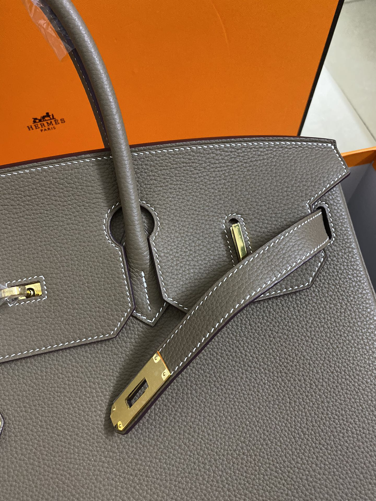 hm0548 Hermes Birkin Top Handle Bag Etoupe Gray Gray Silver Hardware - Image 3