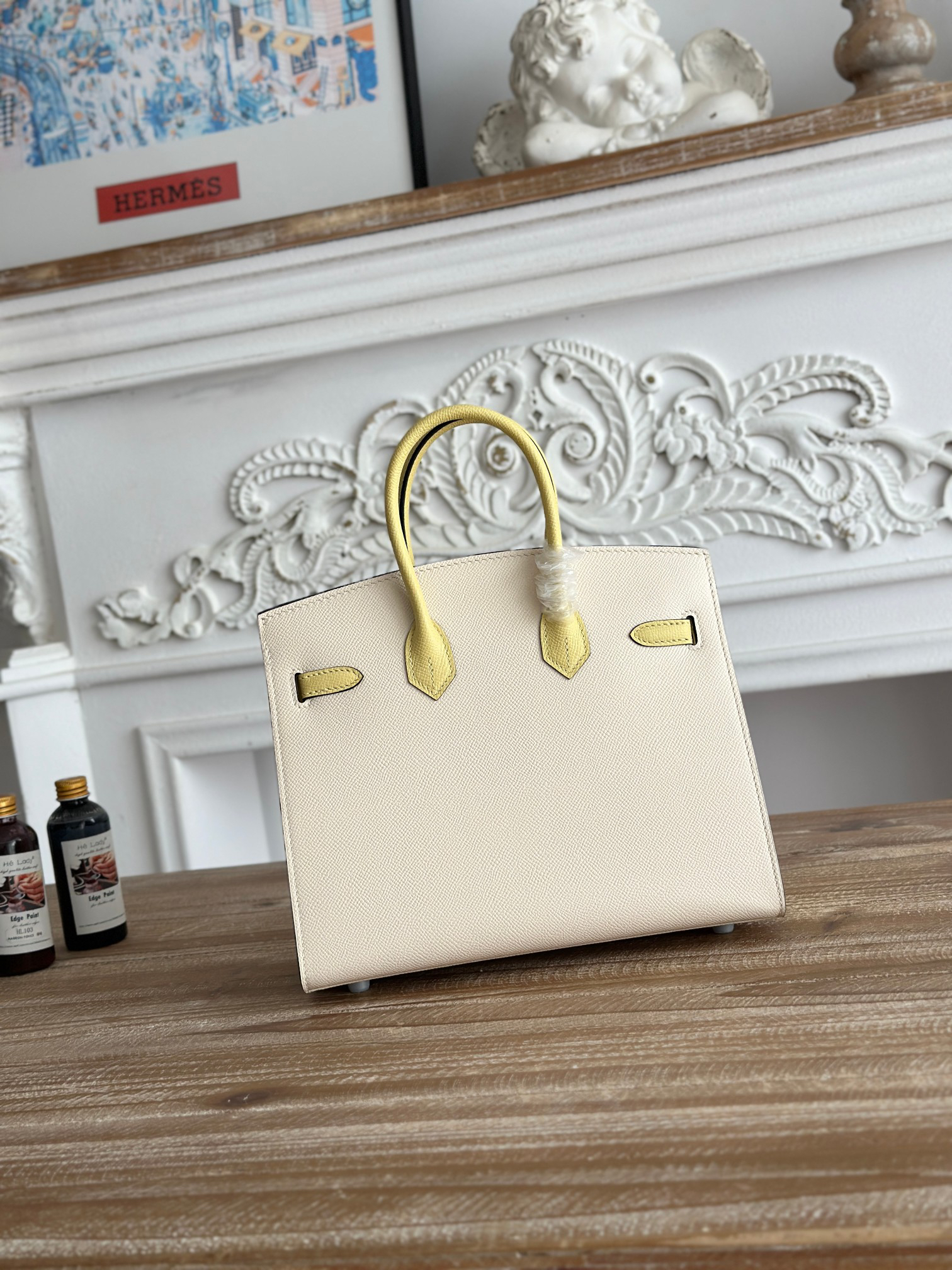 hm0554 Hermes Birkin Top Handle Bag Milkshake White Multicolor White Silver Hardware - Image 3