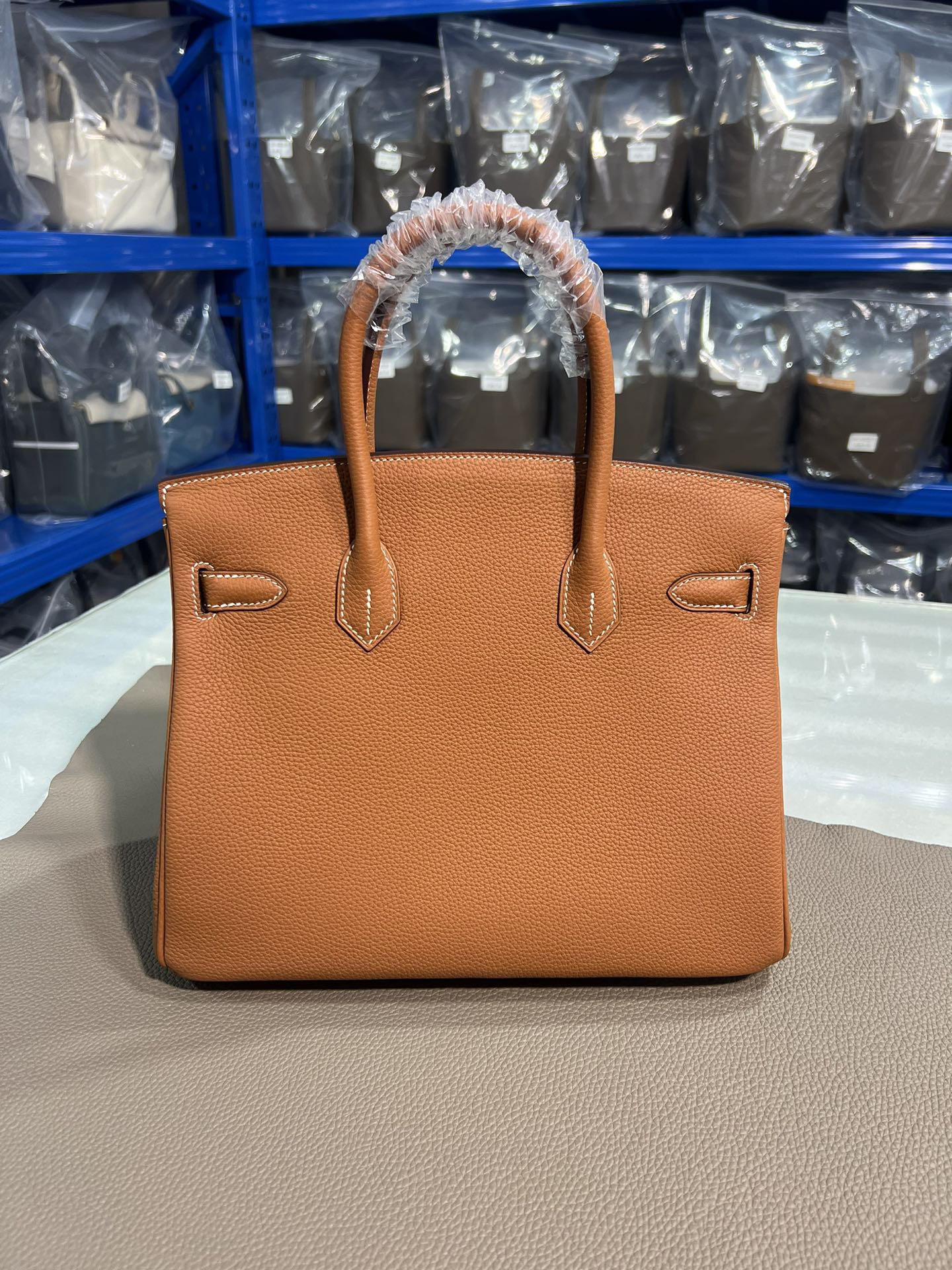 hm0617 Hermes Birkin Top Handle Bag Gold Brown Gold Brown Brown Gold Hardware - Image 3