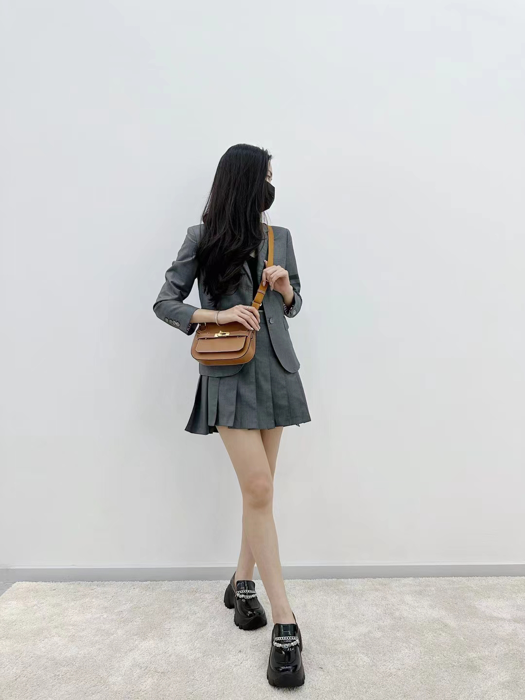 hm0675 Hermes Jypsiere Top Handle Bag Gold Brown Gold Brown Brown Silver Hardware - Image 3