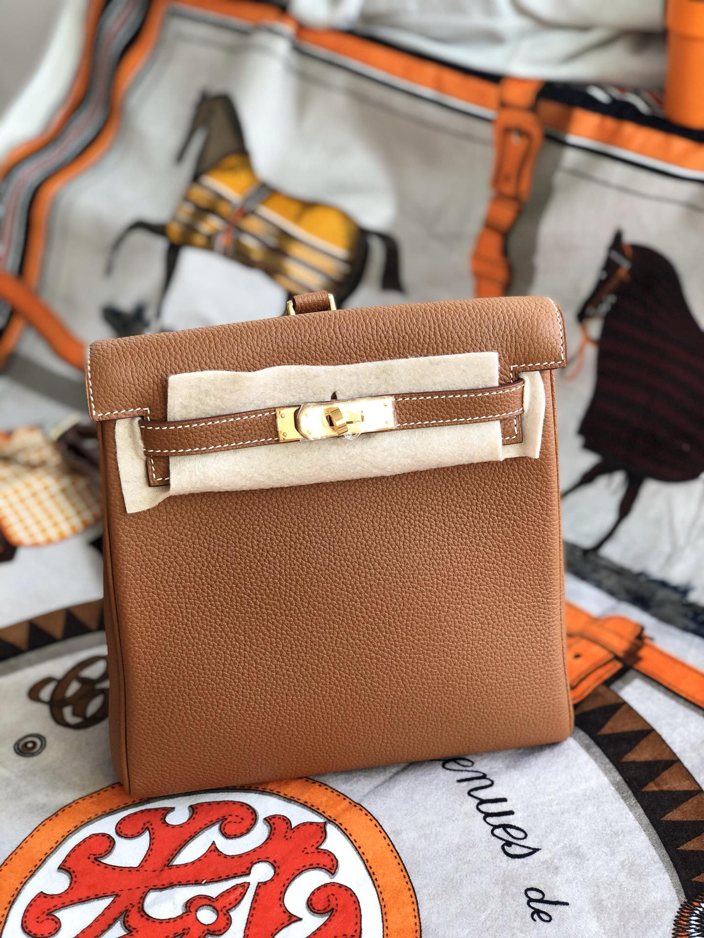 hm0904 Hermes Kelly Top Handle Bag Gold Brown Gold Brown Brown Silver Hardware - Image 3