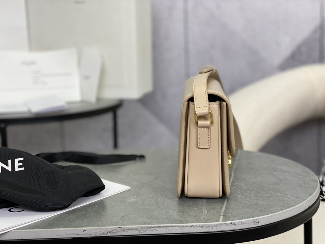 cel0265 Celine Triomphe Box Beige Gold Hardware - Image 3