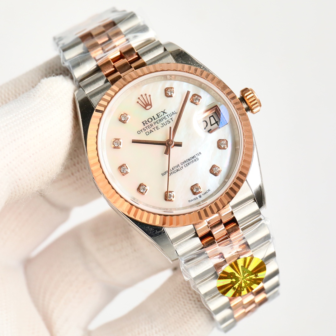 Rolex Datejust 36mm White / Green - watch0311 - Image 3