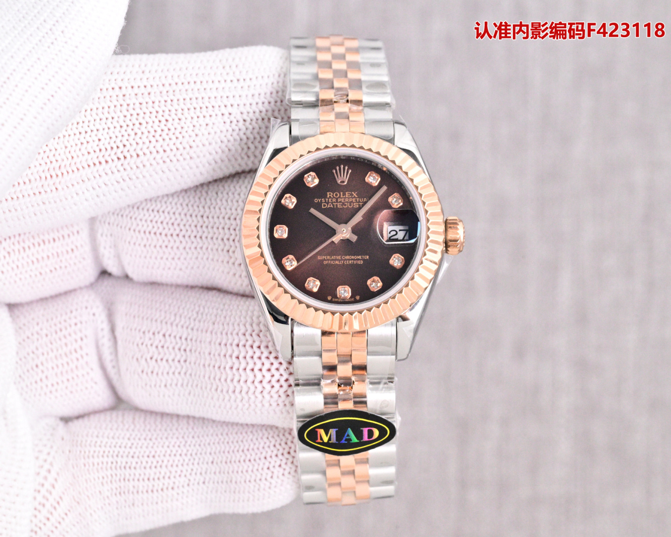 Rolex Datejust 28mm Rose Gold / Silver - watch0566 - Image 3