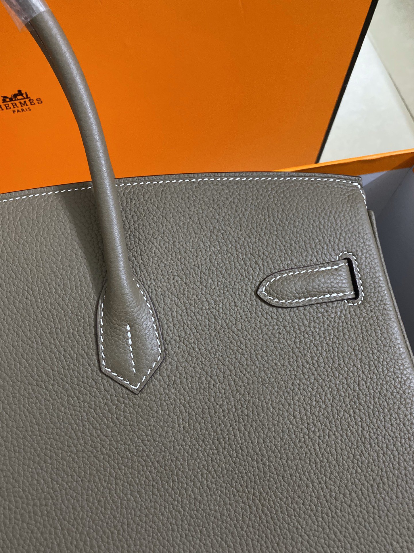 hm0548 Hermes Birkin Top Handle Bag Etoupe Gray Gray Silver Hardware - Image 4