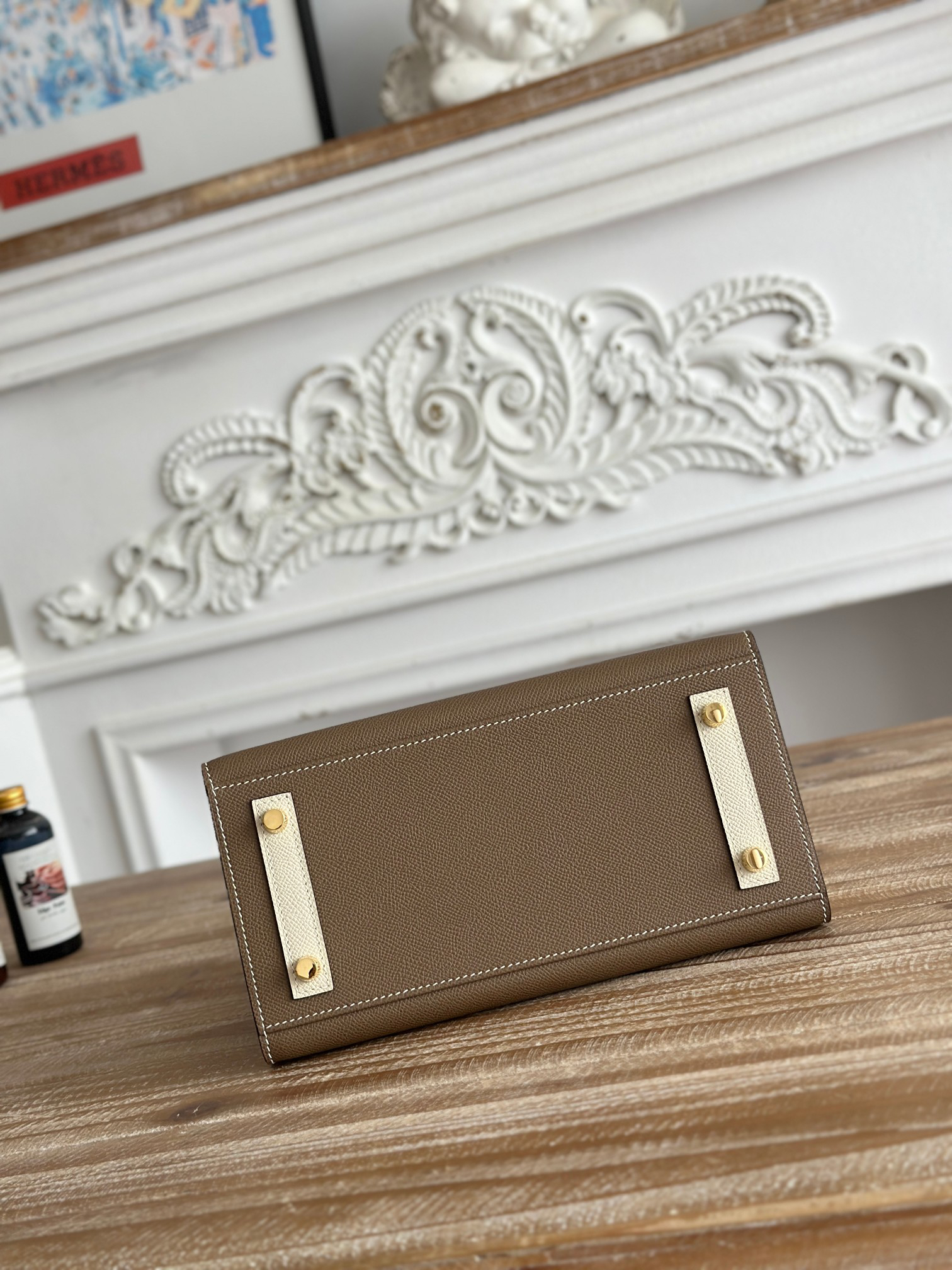 hm0551 Hermes Birkin Top Handle Bag Milkshake White Etoupe Gray Multicolor Gold Hardware - Image 4