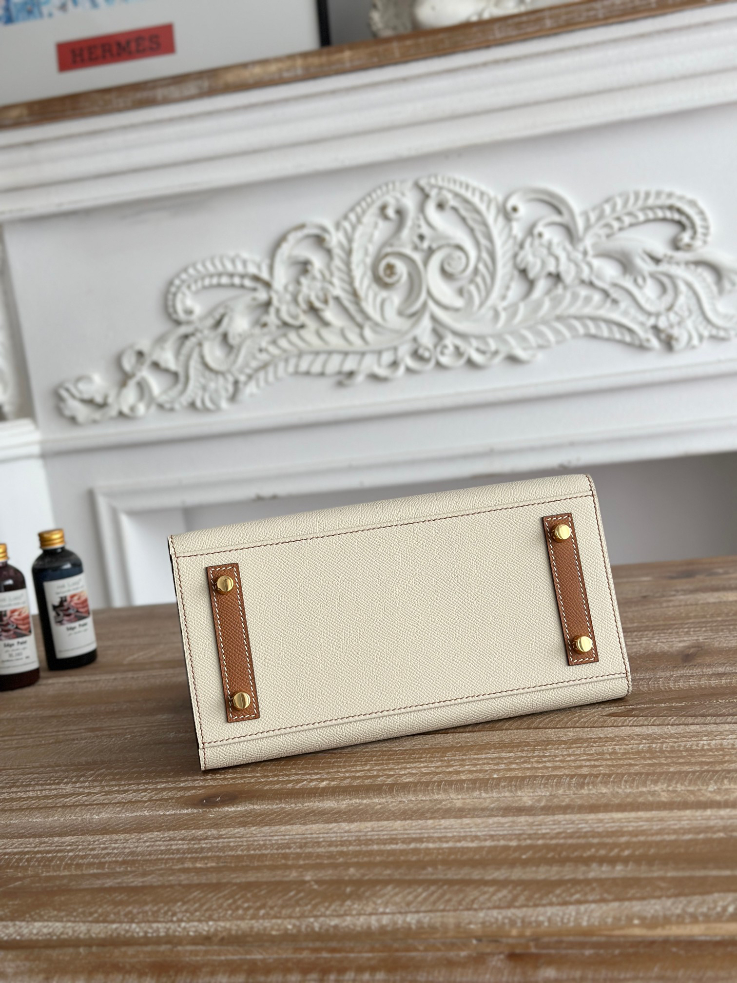 hm0562 Hermes Birkin Top Handle Bag Milkshake White Gold Brown Multicolor Gold Hardware - Image 4