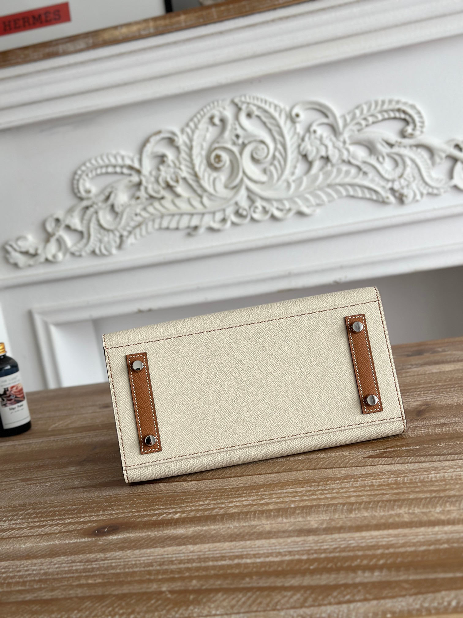 hm0563 Hermes Birkin Top Handle Bag Milkshake White Gold Brown Multicolor Silver Hardware - Image 4
