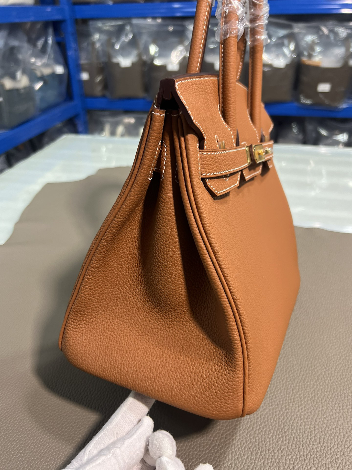 hm0617 Hermes Birkin Top Handle Bag Gold Brown Gold Brown Brown Gold Hardware - Image 4