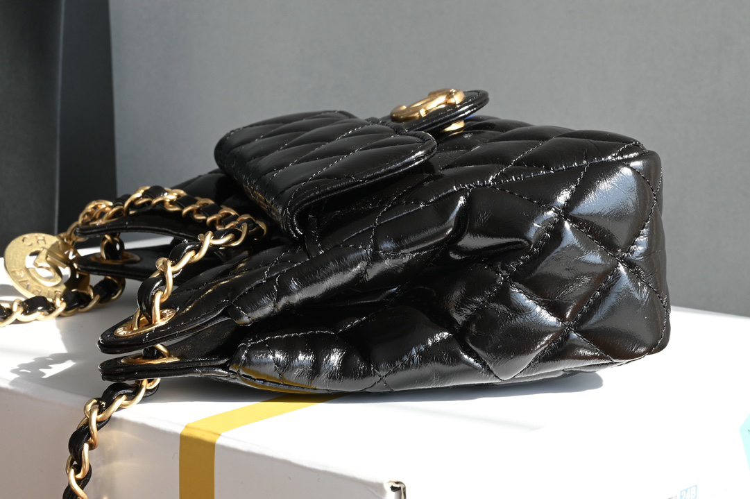 bag0074 Chanel Hobo Small Black Gold Hardware - Image 4