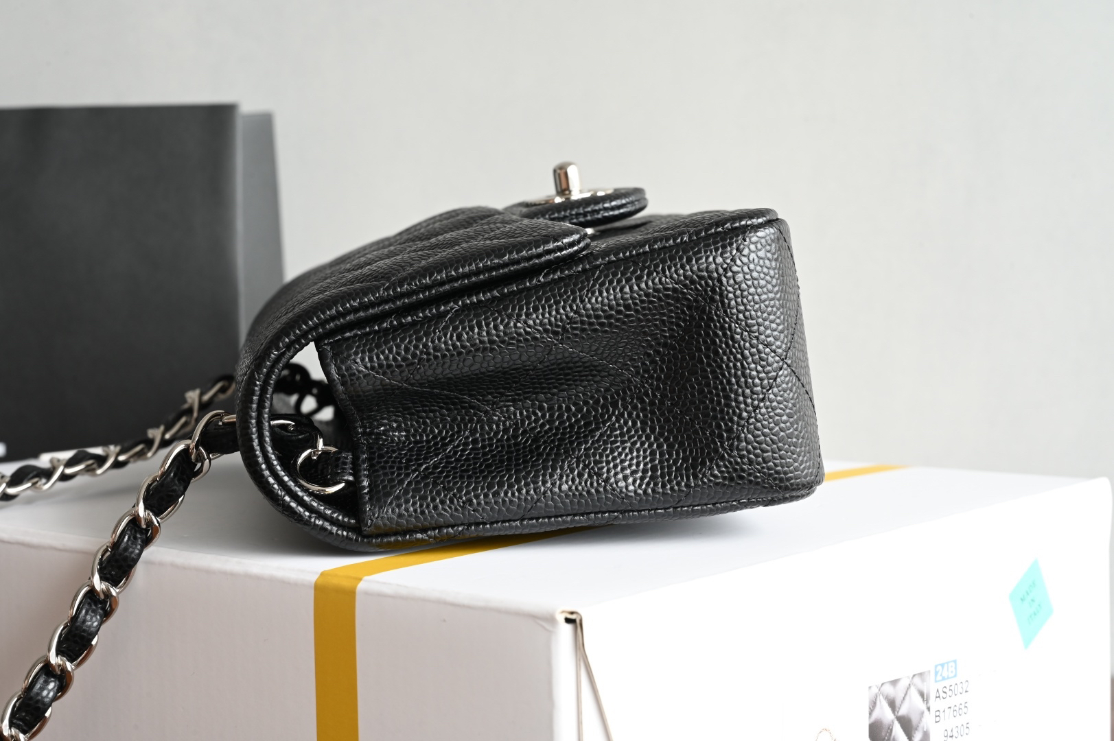 bag0110 Chanel Classic Flap Mini Black Silver Hardware - Image 4