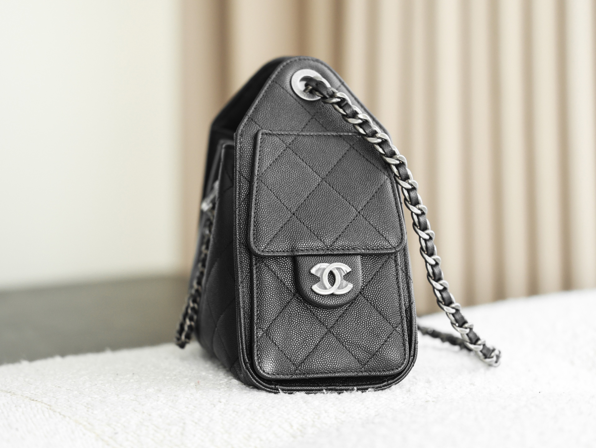 bag0133 Chanel Hobo Black Silver Hardware - Image 4