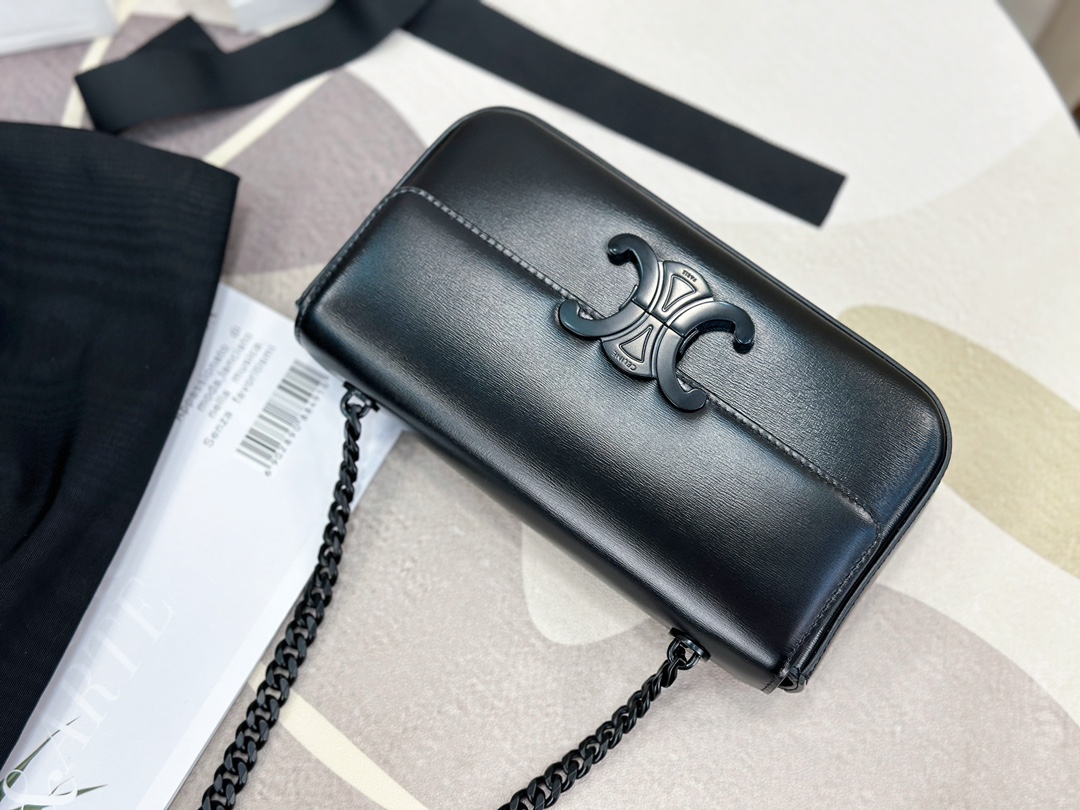 cel0152 Celine Triomphe Ava Black Hobo Bag - Image 4