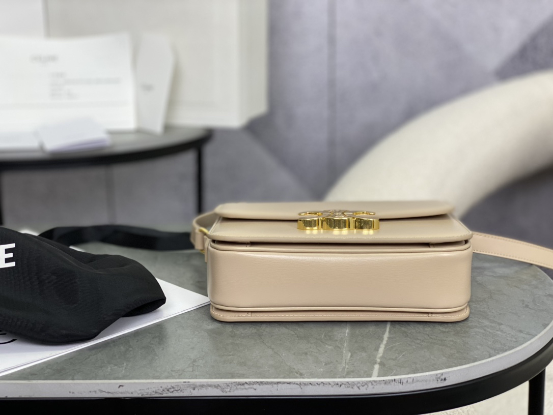 cel0265 Celine Triomphe Box Beige Gold Hardware - Image 4