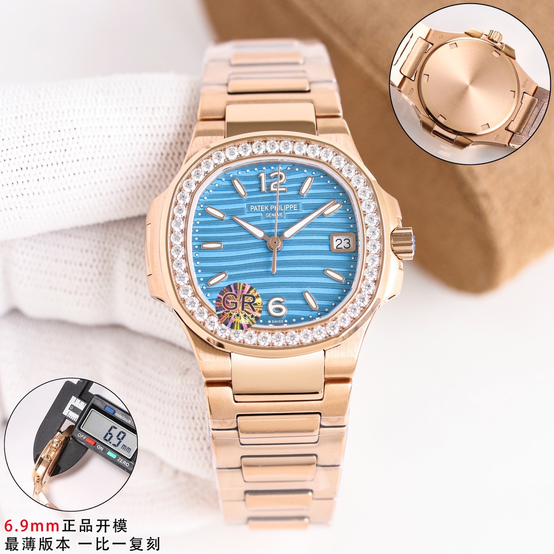 Patek Philippe Nautilus 32mm Rose Gold / Silver - watch0106 - Image 4
