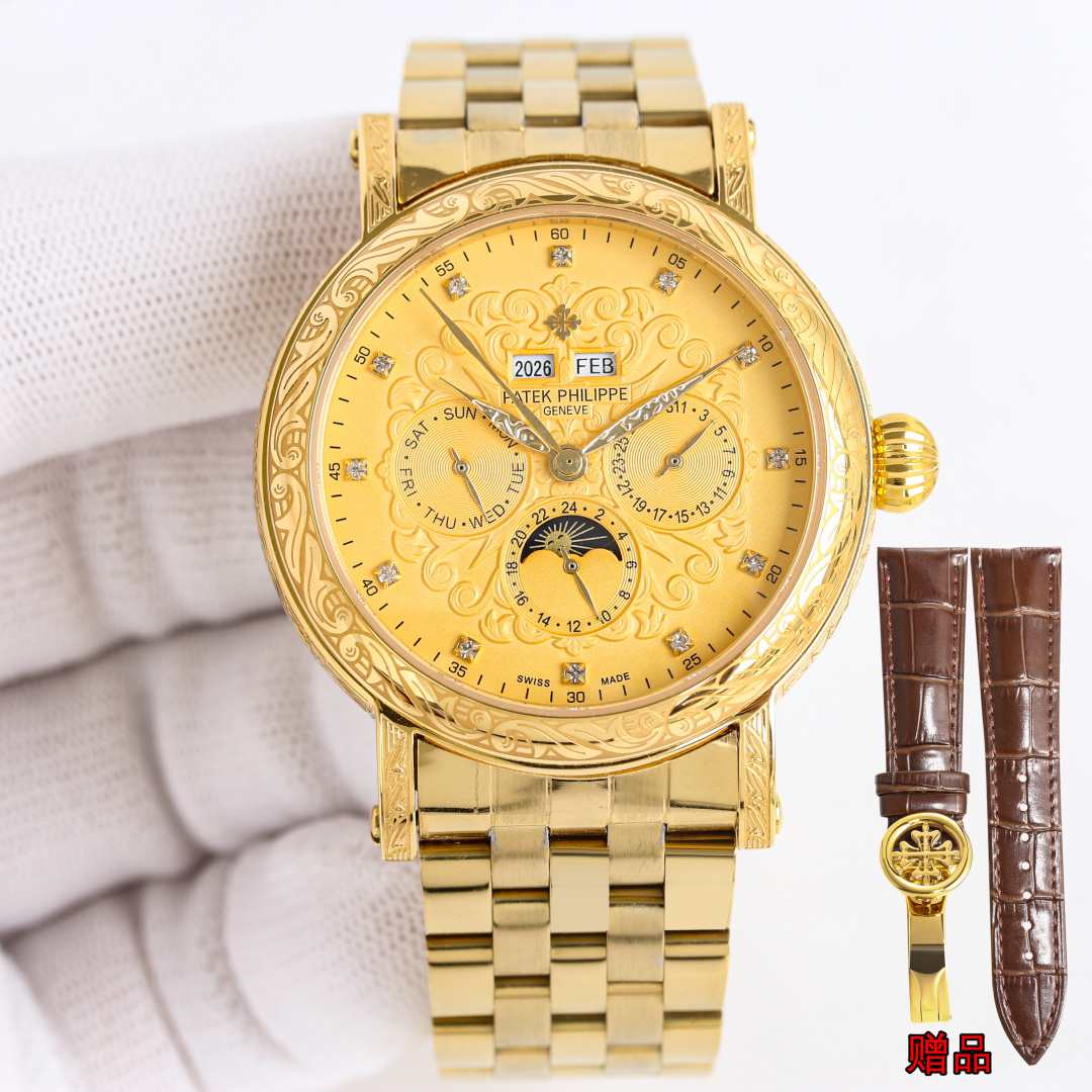 Patek Philippe Watch 42mm White / Gold - watch0277 - Image 4