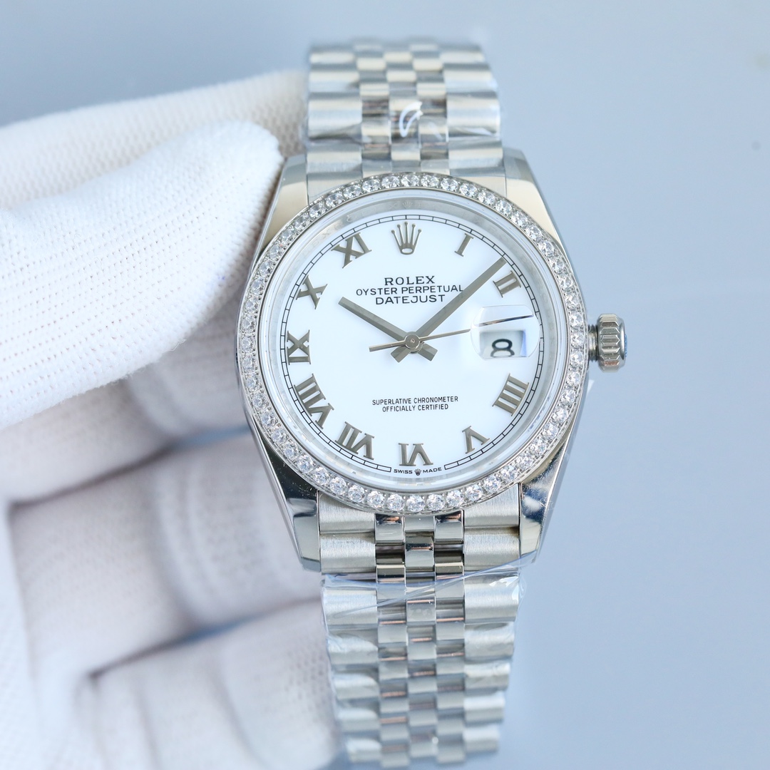 Rolex Datejust 36mm Green / Silver - watch0387 - Image 4