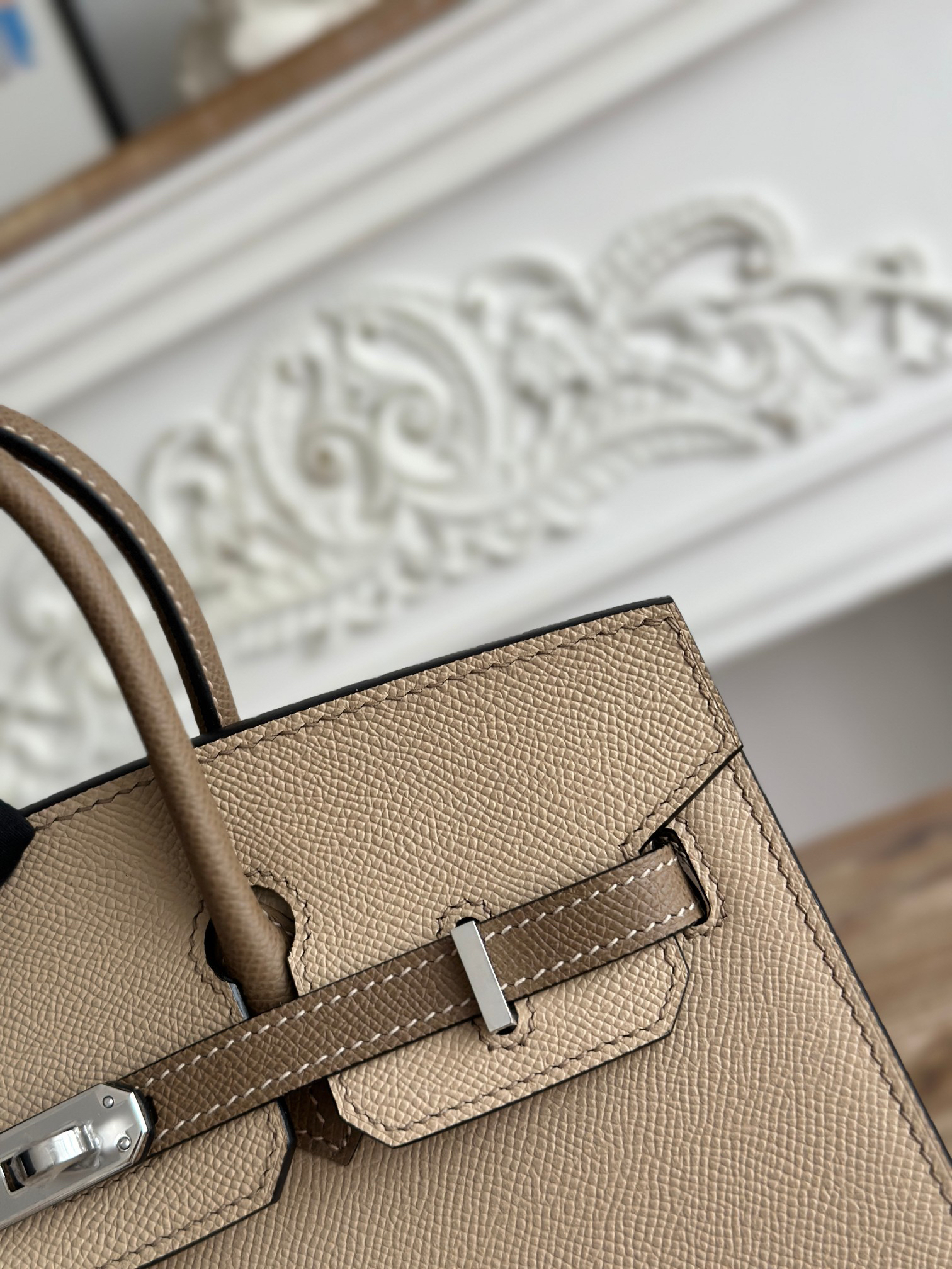 hm0550 Hermes Birkin Top Handle Bag Etoupe Gray Trench Gray Multicolor Silver Hardware - Image 5