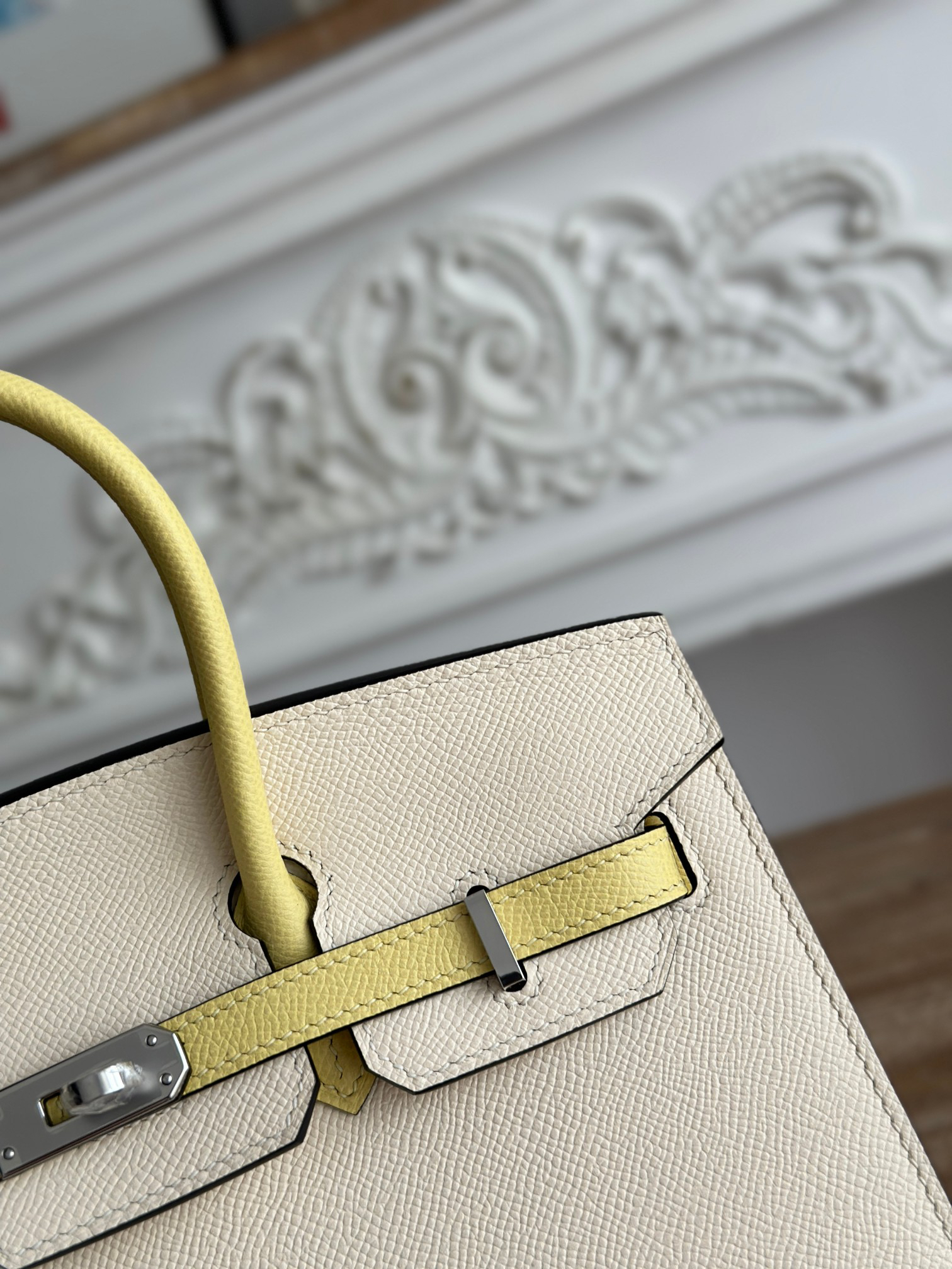 hm0554 Hermes Birkin Top Handle Bag Milkshake White Multicolor White Silver Hardware - Image 5