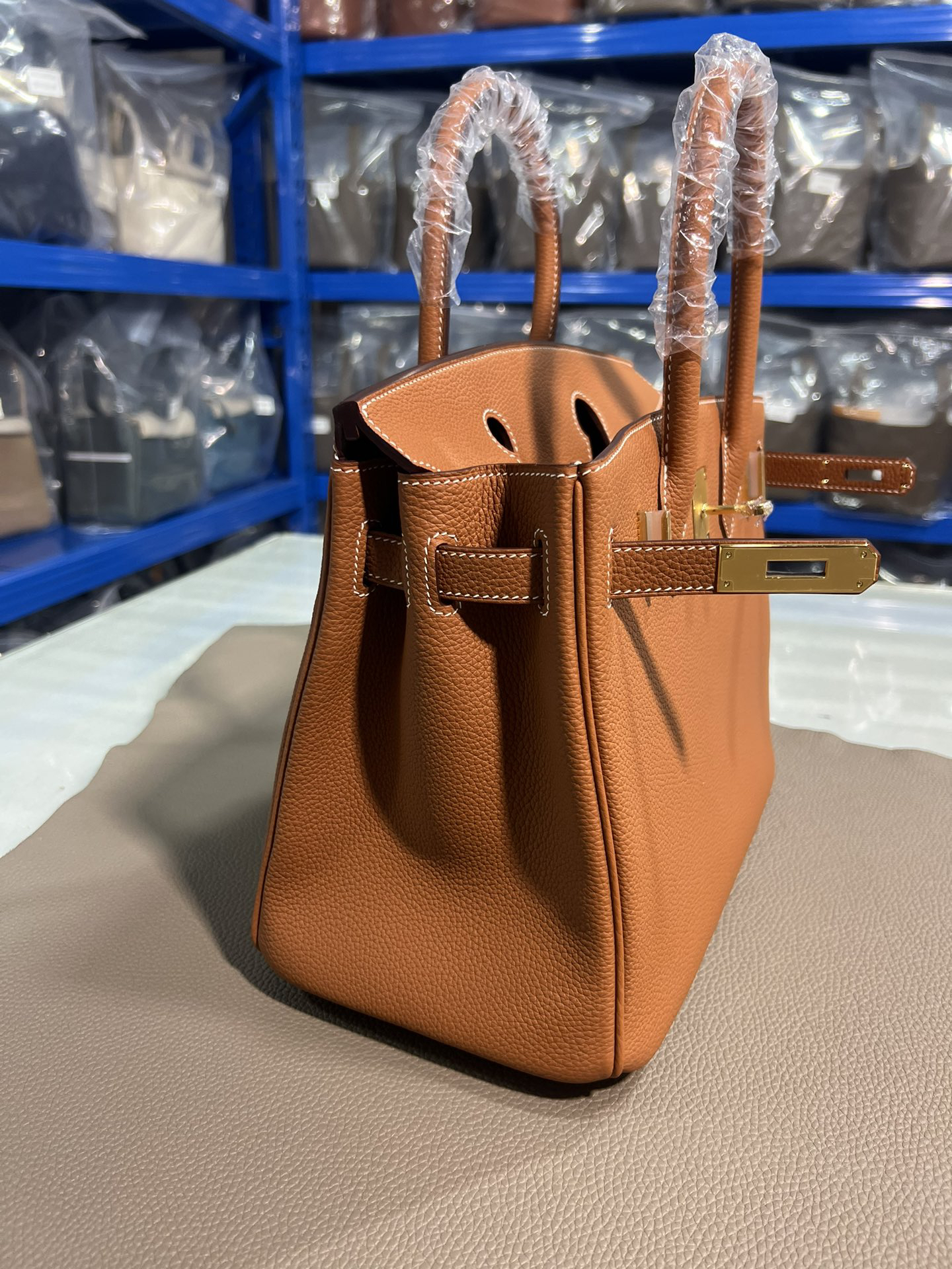 hm0617 Hermes Birkin Top Handle Bag Gold Brown Gold Brown Brown Gold Hardware - Image 5