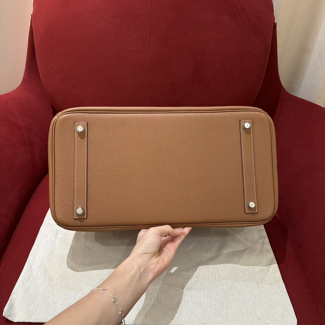 hm0618 Hermes Birkin Top Handle Bag Gold Brown Gold Brown Brown Silver Hardware - Image 5
