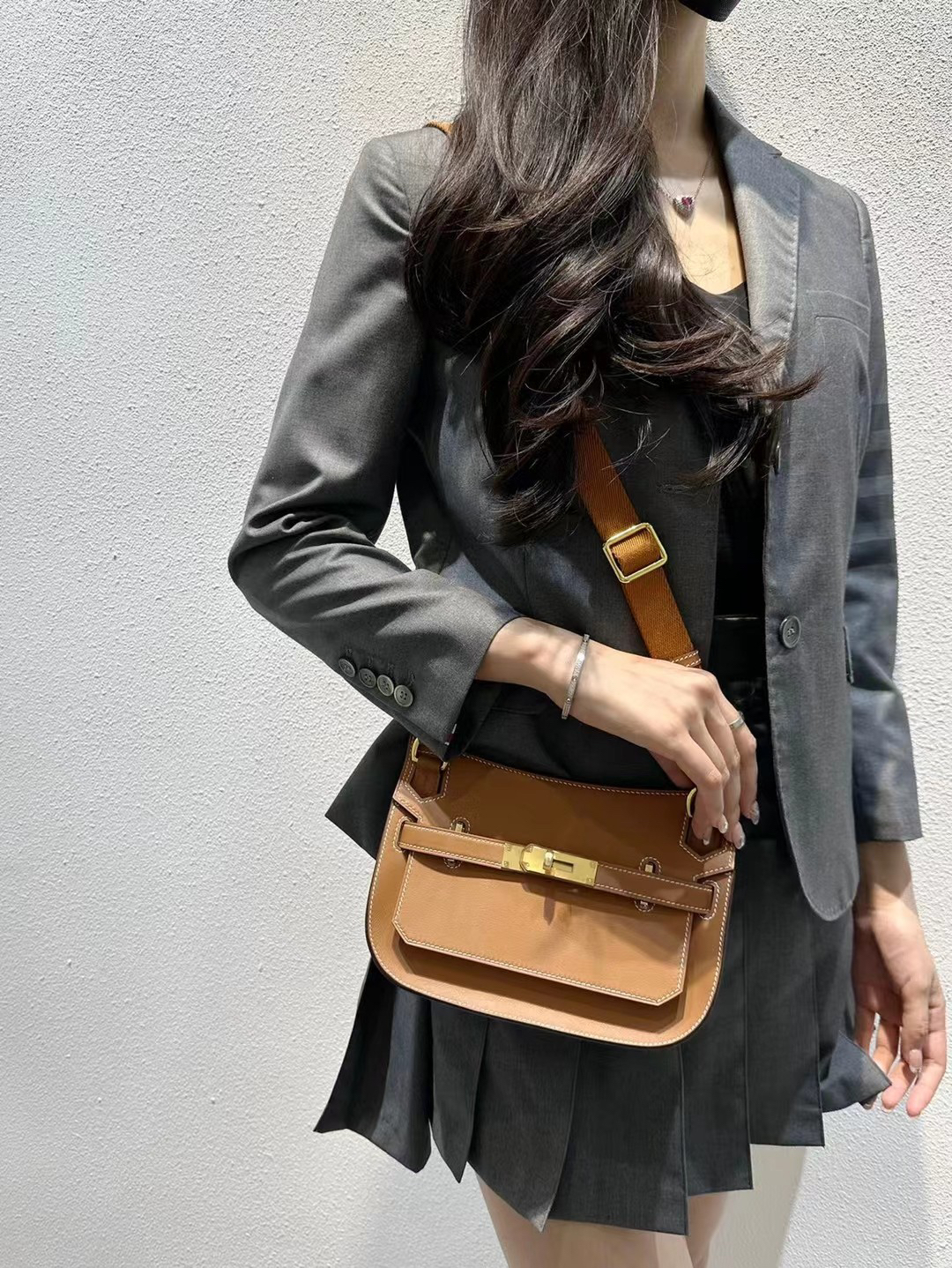 hm0675 Hermes Jypsiere Top Handle Bag Gold Brown Gold Brown Brown Silver Hardware - Image 5