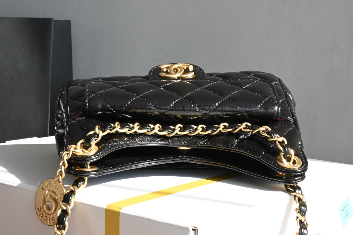 bag0074 Chanel Hobo Small Black Gold Hardware - Image 5