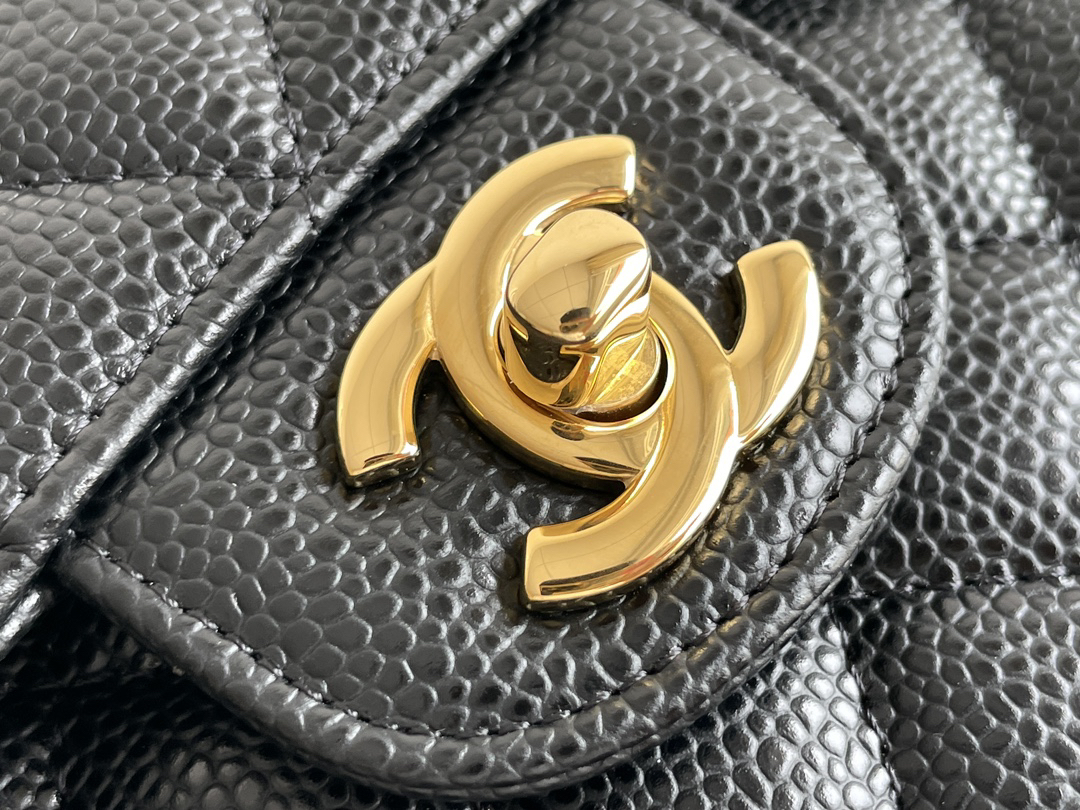 bag0096 Chanel Classic Flap Medium Black Gold Hardware - Image 5